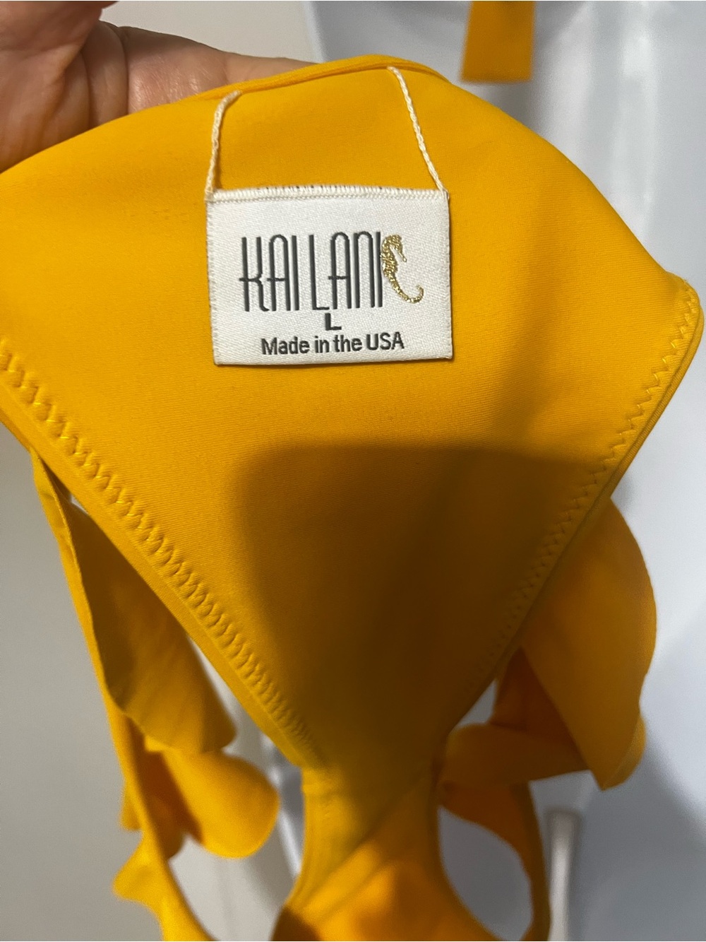 Kailani Ruffle Triangle Bikini Set - Mustard Yellow L - Picture 5 of 5